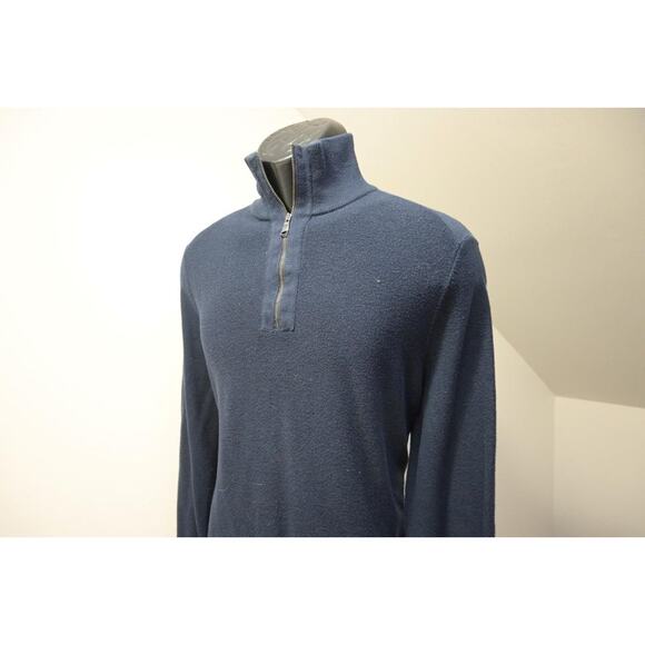 Banana Republic 1/4 Zip Neck Sweater Dark Blue Cotton Blend Casual Mens Medium - Picture 1 of 7